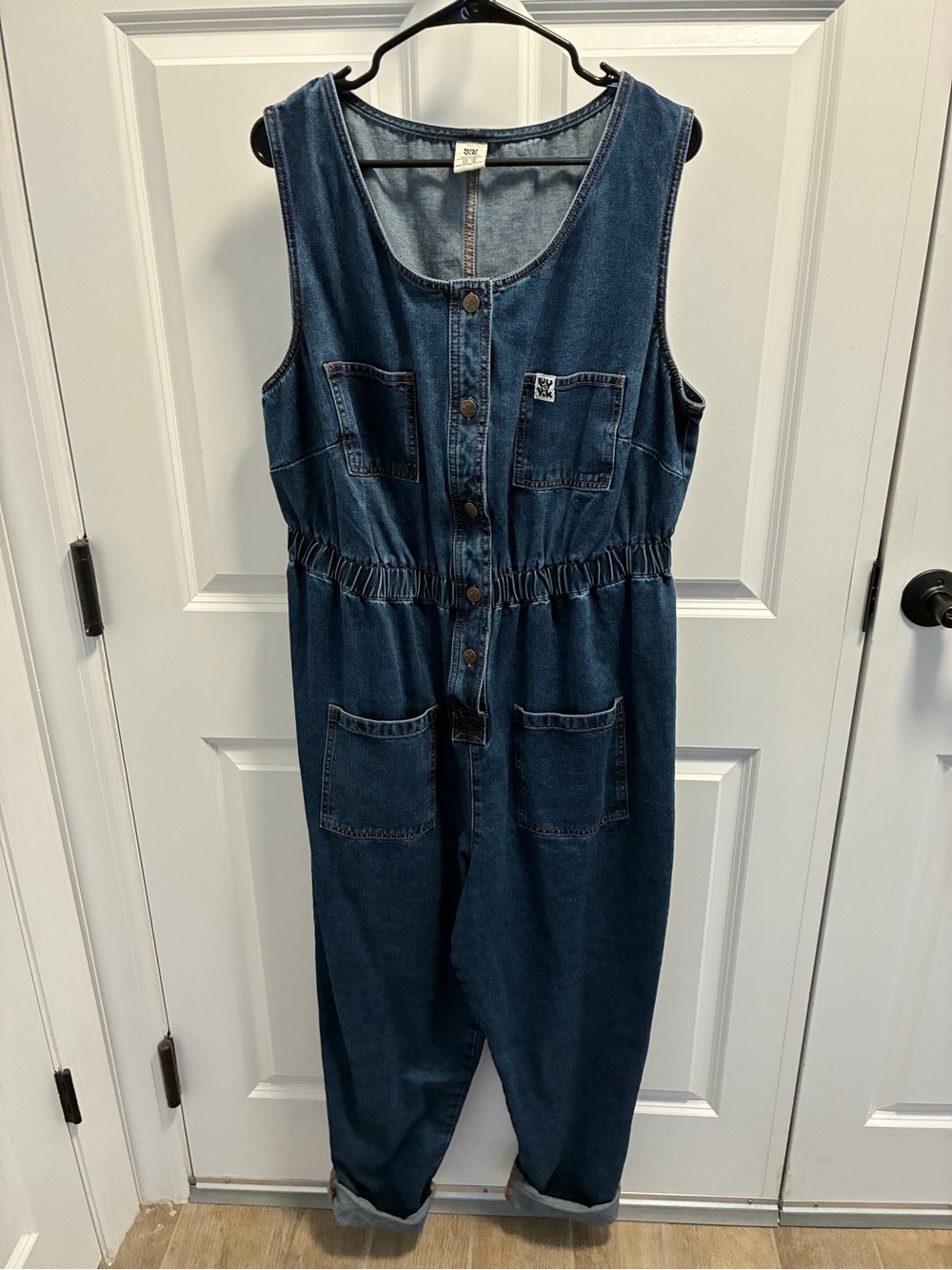 Lucy & Yak Dark Blue Denim Button-Front Jumpsuit